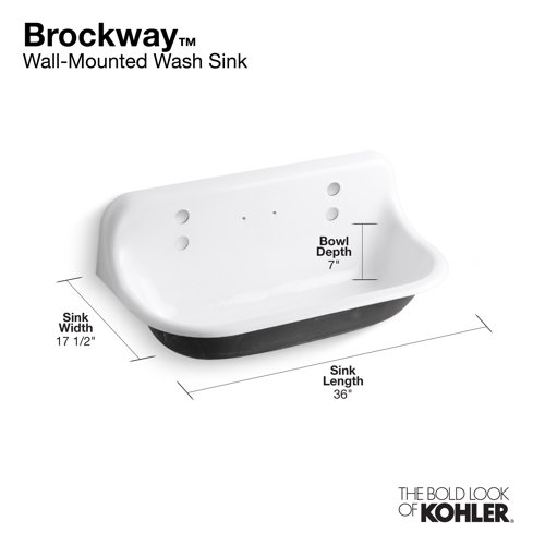 K32000 Kohler Brockway 36" x 17.5" Wall Mounted Service Sink